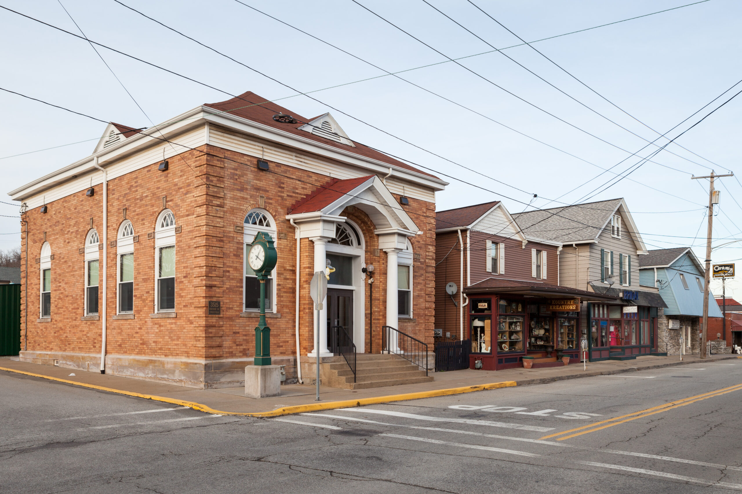 Historic downtown buildings in Finleyville, PA located in Washington County.